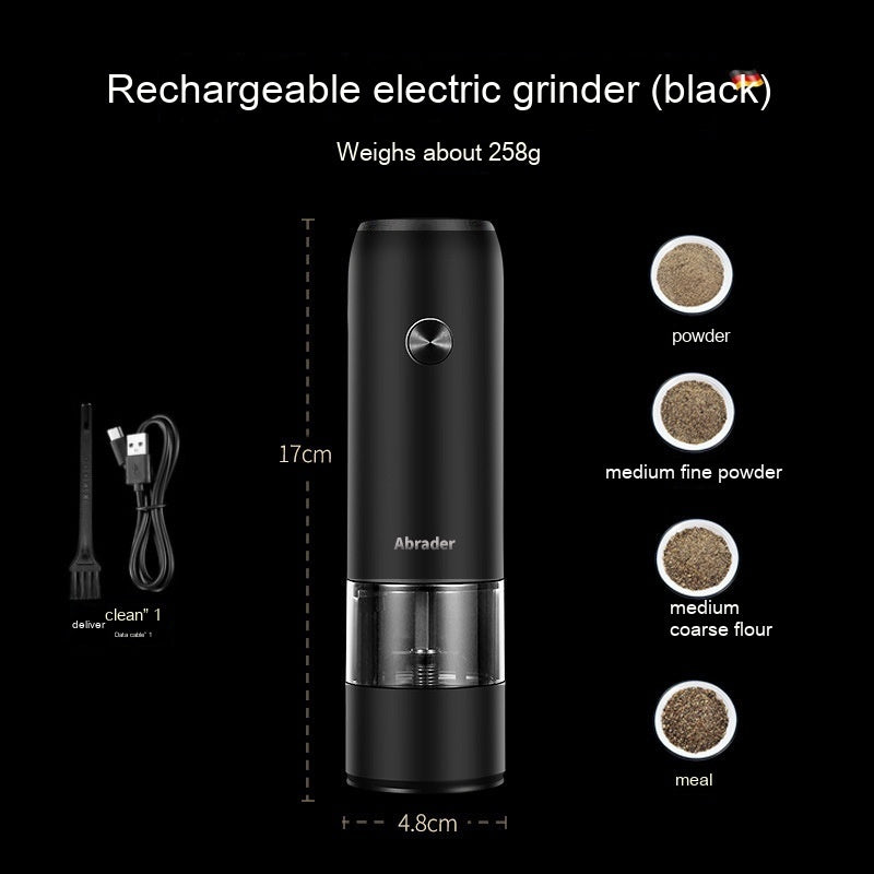 Rechargeable Electric Pepper And Salt Grinder Set One-Handed No Battery Needed Automatic Grinder With Adjustable Coarseness LED Light Refillable