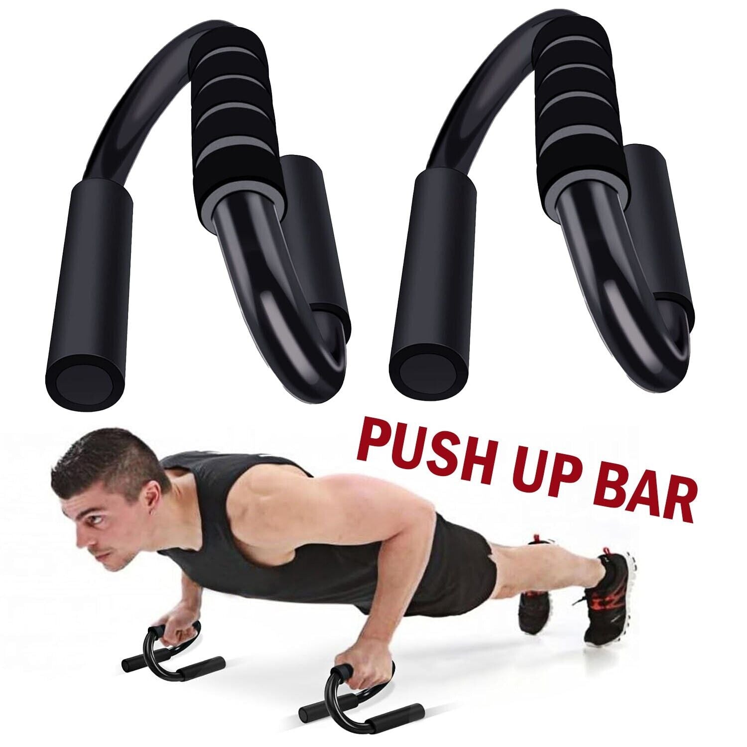 Push Up Bar S Shapes Non-slip Fitness Stand Exercise Grips Strength Workout Equipment Home Gym