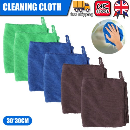 6x Large Microfibre Cloths Home Kitchen Valeting Cleaning Dusters Car Polisher